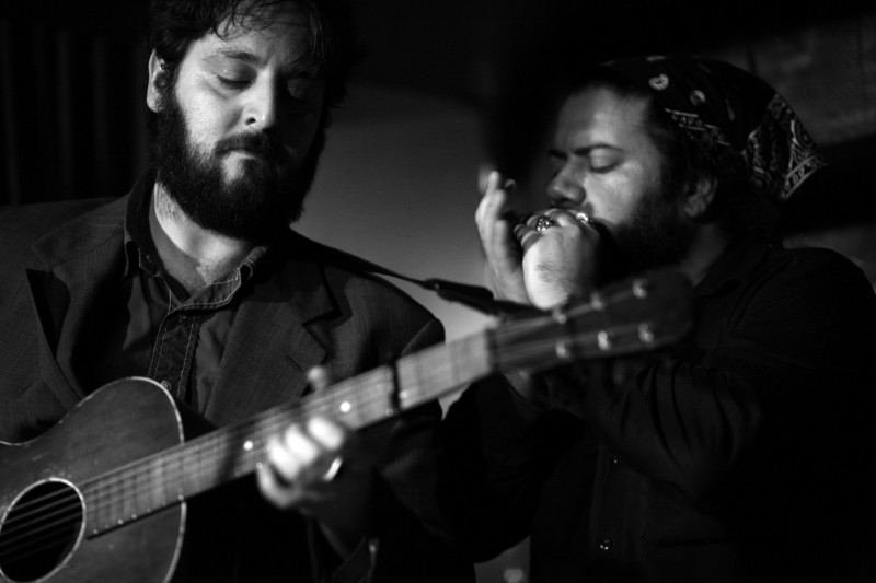 Ernie Vega-Guitar and Ernesto Gomez-Harmonica 2012 .The Gaslight Cafe, New York, NY, by Jack Hirschorn