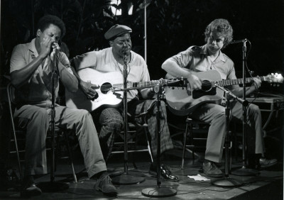 Phil Wiggins, John Cephas and Dr. Barry Lee Pearson in Accra, Ghana, as cultural ambassadors.