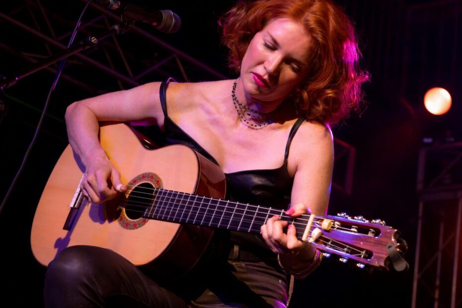 Sue Foley playing guitar